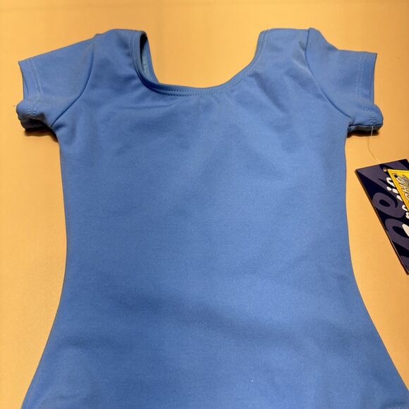 NWT Capezio Leotard Girls Small Blue Short Sleeve Dance, Gymnastics, Ballet - Picture 2 of 13